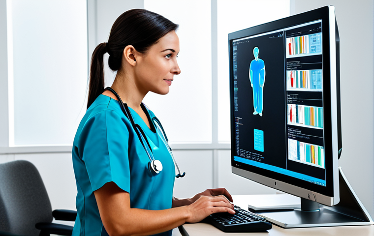 **
"A fully clothed nurse in a professional medical setting, analyzing patient data on a computer screen, appropriate attire, safe for work, perfect anatomy, correct proportions, natural pose, modern hospital environment, focused expression, family-friendly, high resolution, detailed, professional photography, modest clothing."
**