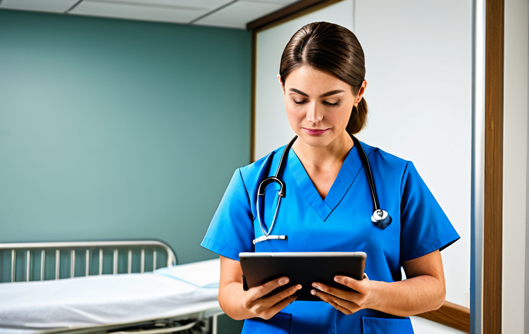 병동 간호사 업무 루틴 - **

"A compassionate nurse, fully clothed in modest professional attire, attending to a patient in a...