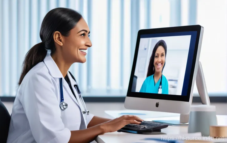 간호사로서의 자기계발 강좌 추천 - Image Prompt 1: Telehealth and Remote Patient Monitoring**