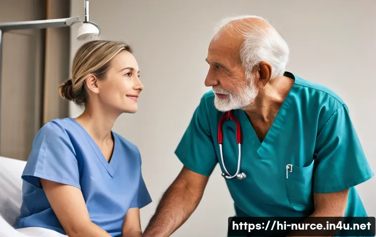 간호사의 의료 윤리적 사고 방지법 - **Prompt:** A compassionate female nurse, dressed in a clean, modern scrub uniform (short-sleeved to...