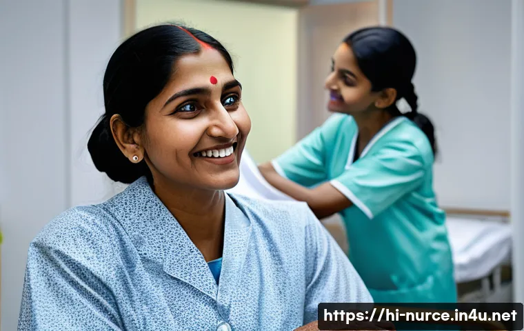 간호사로서의 봉사 활동 경험 - **Prompt:** A compassionate healthcare professional, of Indian ethnicity, gently holding the hand of...