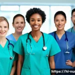 Home 22 간호사의 의학적 실험 참여 사례 - A detailed, realistic hospital research setting showing a diverse group of nurses in professional at...