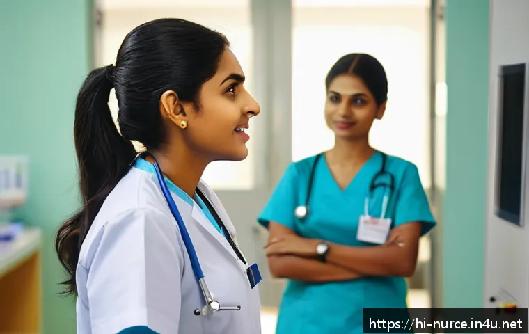 간호사 이직 후 새 병원 적응기 - A confident female nurse of Indian descent in a modern hospital setting, wearing professional nursin...